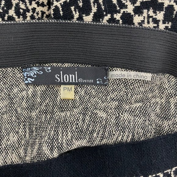 Sloni petite women's knit skirt A-line pull on black beige size P/M - Picture 4 of 8